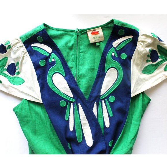 Farm Rio Soft Garden Patchwork Midi Dress / Medium / Soft Garden Blue - Picture 6 of 11